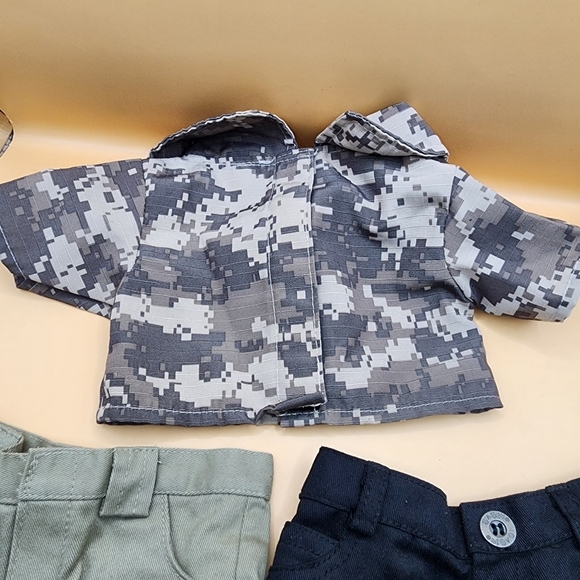 Build A Bear Clothes Lot U.S. Military Camo Shirt 2 Shorts BABW - Picture 2 of 4